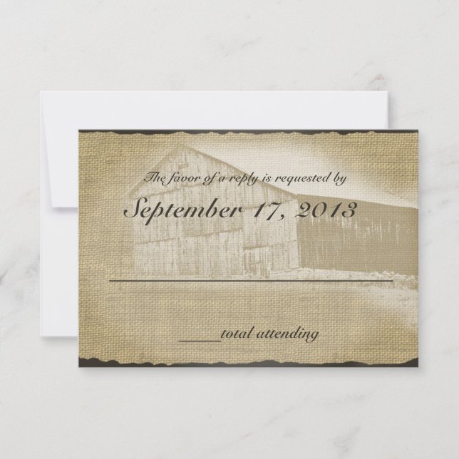 Rustikale Reaktion auf Hochzeiten RSVP Karte (Vorderseite)