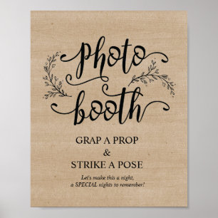 Rustikale Reben Hochzeit Foto Booth Schild Poster