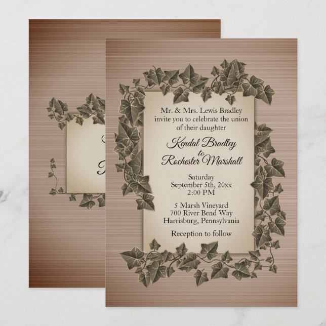 Rustikale Reben zum Hochzeitsempfang Einladung (Vorne/Hinten)