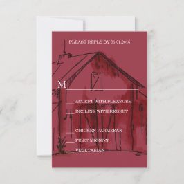 Rustikale Red Barn Wedding RSVP Antwortkarte
