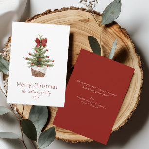 Rustikale Red Bow Weihnachtsbaum Familienurlaubska Einladung