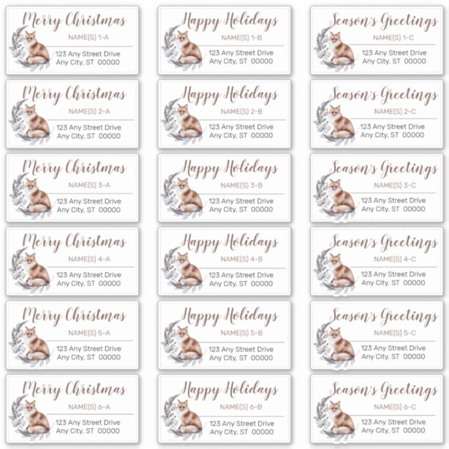 Rustikale Red Fox Weihnachtsadressen Labels (Vorderseite)