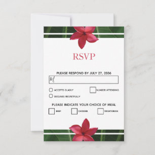 Rustikale Red Frangipani Plumeria RSVP Cards