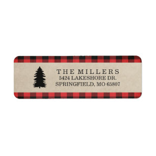 Rustikale Red Kariert Holiday Address Labels