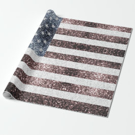 Rustikale Red White Blue Glitzern USA Flagge Geschenkpapier