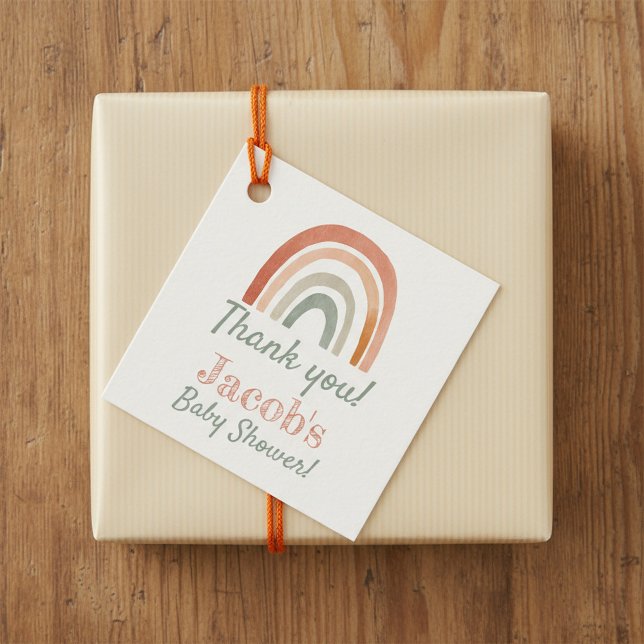 Rustikale Regenbogenbaby-Dusche Danke Geschenkanhänger (Rustic rainbow baby shower thank you favor tags.)