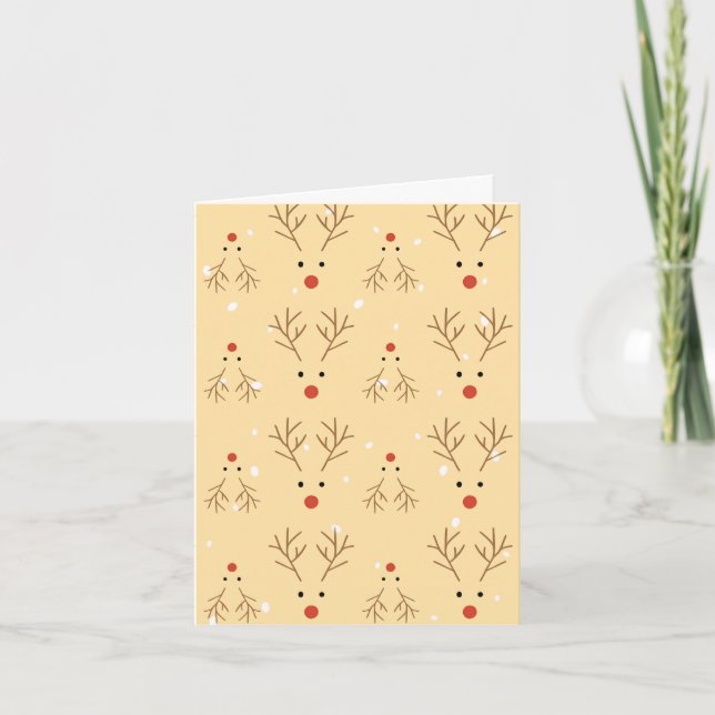 Rustikale-Rentiere-Muster-Weihnachtskarte Karte (Vorderseite)