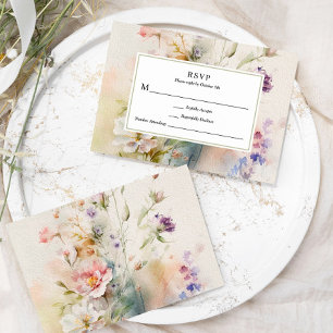 Rustikale Retro-Wildblumen Hochzeit RSVP Karte