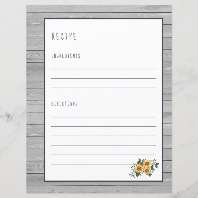 Rustikale Rezept-Seiten für Kochbuch-Veranstalter (Vorderseite)