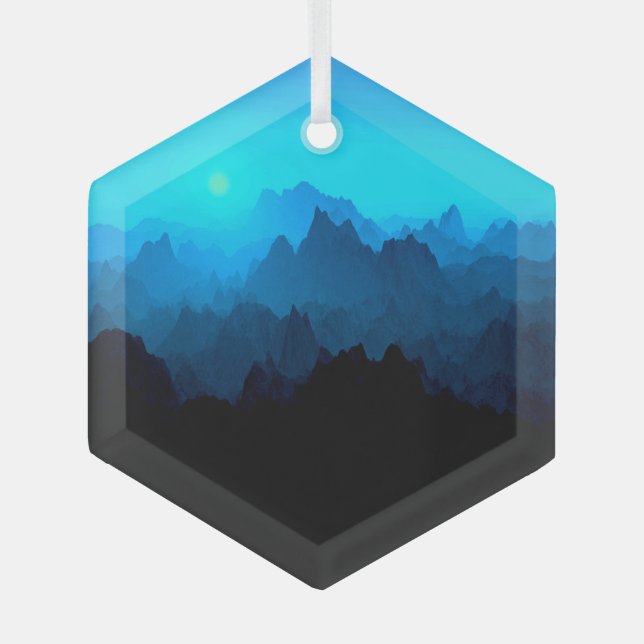 Rustikale, robuste Blauzungenerberge Ornament Aus Glas (Vorderseite)