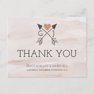 Rustikale Romantik Arrow and Heart Wedding Vielen  Postkarte