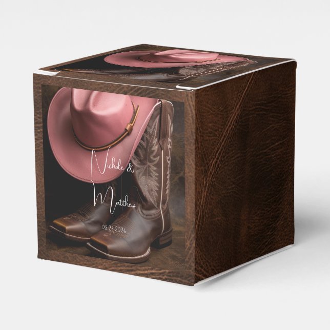 Rustikale Romantik: Cowboy Boots & Rose Hat Geschenkschachtel (Vorderseite)