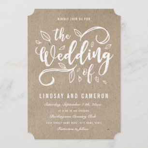 Rustikale Romantik Faux Kraftpapier Hochzeitsein Einladung