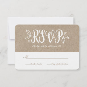 Rustikale Romantik Imitats Kraft Paper UAWG RSVP Karte