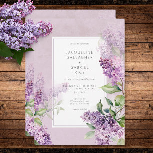 Rustikale Romantik Lila & Sage Lilacs Wedding Einladung