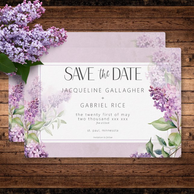 Rustikale Romantik Lila & Sage Lilacs Wedding Save The Date (Rustic Romantic Purple & Sage Lilacs Wedding Save the Date Card)
