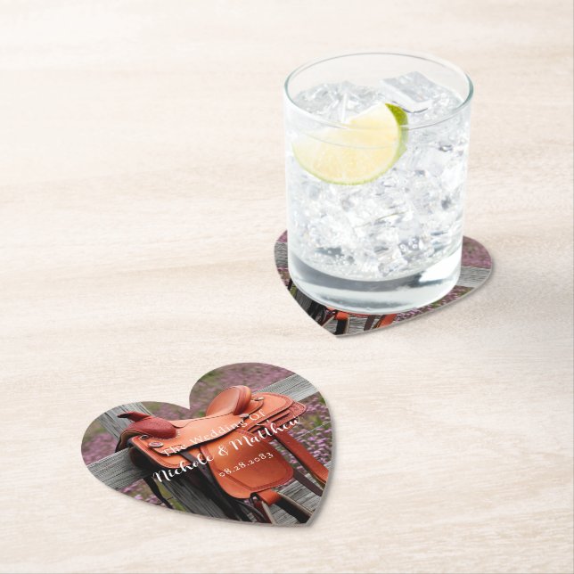 Rustikale Romantik: Sattel auf der Zaun-Hochzeit Untersetzer (Vor Ort)