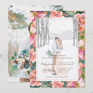 Rustikale Romantik Schöne Hochzeit mit zwei Fotos Einladung