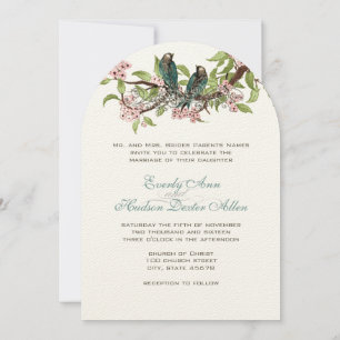 Rustikale romantische Aquamarine Love Bird Pink Aq Einladung