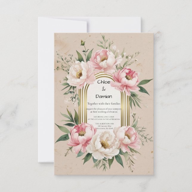 Rustikale romantische Boho Blush & Elfenbeinblumen Save The Date (Vorderseite)
