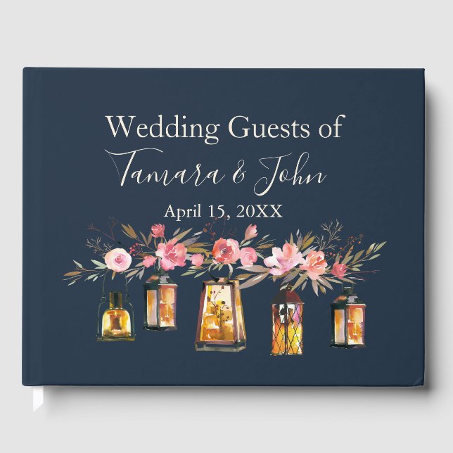 Rustikale romantische Hochzeit der Navy Gästebuch (Vorderseite)