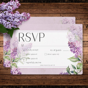 Rustikale Romantische Lila- und Salbei-Flieder-Din RSVP Karte