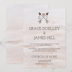 Rustikale romantische Pfeile und Einladung zur Hoc