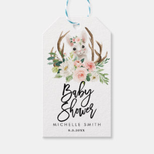 rustikale rosa Babypartymit blumenumbauten des Geschenkanhänger
