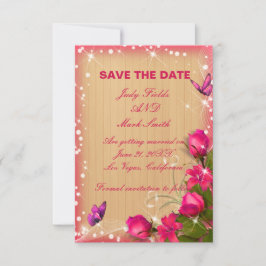 Rustikale, rosa, bläserne Save the Date Karte aus