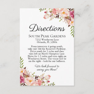 Rustikale rosa Blumenhochzeits-Richtungs-Einsätze Begleitkarte