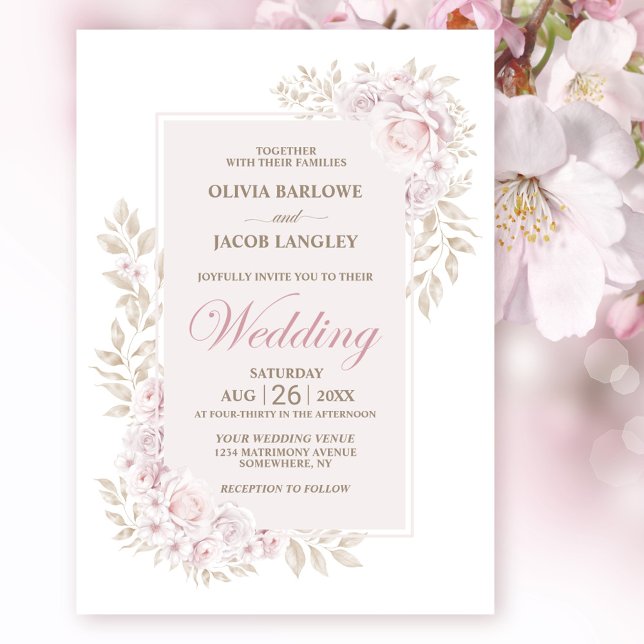 Rustikale Rosa Blumenzehen Einladung (Von Creator hochgeladen)