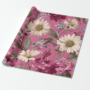 Rustikale rosa botanische kühne vintage Boho-Blume Geschenkpapier
