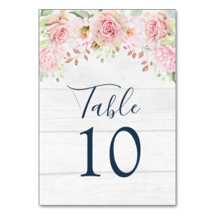 Rustikale rosa florale Hochzeitstisch-Nummern-Kart Tischnummer
