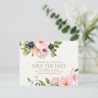 Rustikale rosa florale Wasserfarbe Save-the-Date