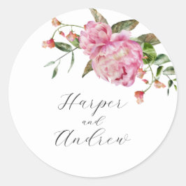 Rustikale rosa Gastgeschenk Hochzeit Runder Aufkleber