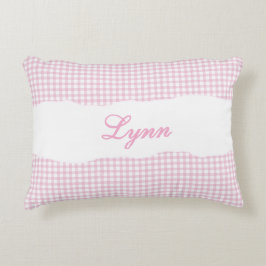 Rustikale rosa Gingham-Personalisierung Dekokissen