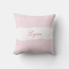 Rustikale rosa Gingham-Personalisierung Kissen