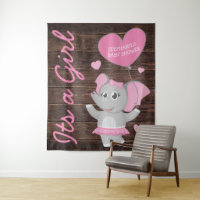 Rustikale Rosa Girl Elephant Babydusche Hintergrun