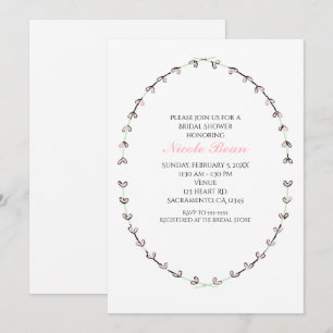 Rustikale rosa Herz-Reben-Rahmen-Brautdusche Einladung