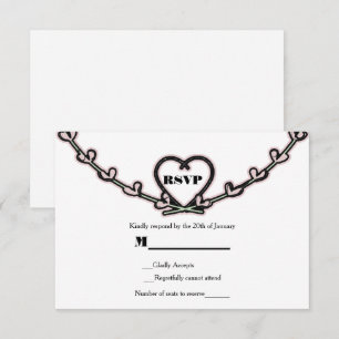 Rustikale rosa Herzreben-Hochzeits-Engagement-RSVP Einladung