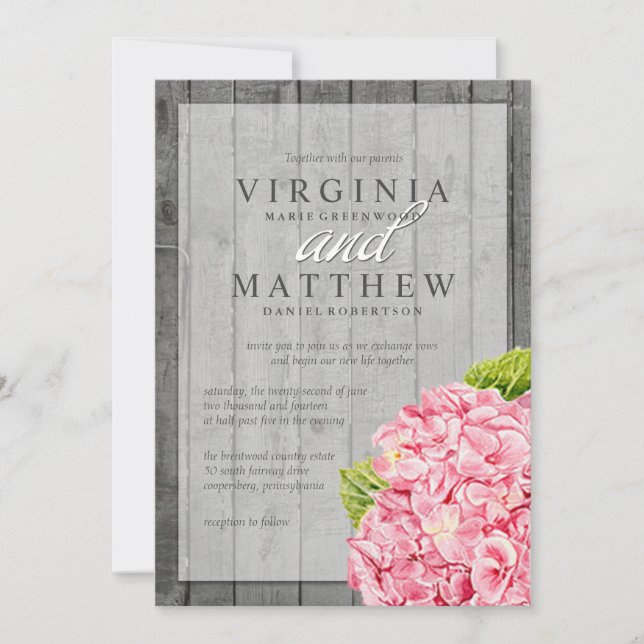 RUSTIKALE ROSA HORSTBLUMEN HOCHZEITSEINLADUNG EINLADUNG (Vorderseite)