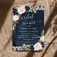 Rustikale rosa Navy Blumen-Spitze-Braut- Dusche