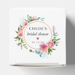 Rustikale rosa Pfingstrosen-Blumen-Bridal-Shower Geschenkschachtel