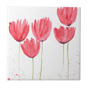 Rustikale rosa Tulpen Blumen schicke Keramikfliese