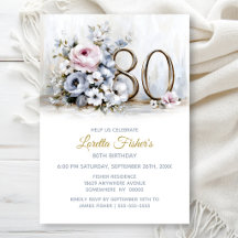 Rustikale rosa und graue Blumenparty zum 80. Gebur