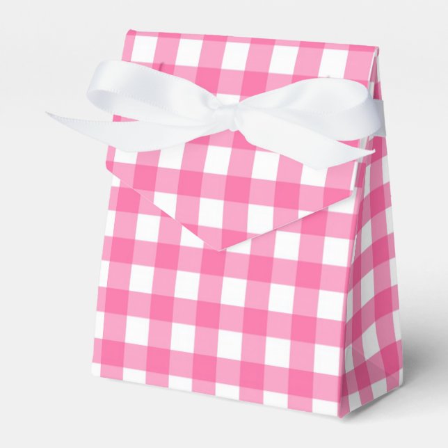 Rustikale Rosa und Karierte Gingham-Hochzeitsfeier Geschenkschachtel (Vorderseite)