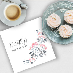 Rustikale Rosa Wildblume 100. Geburtstagsparty Serviette