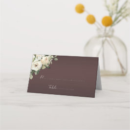 Rustikale Rose auf Burgunder Hochzeit Platzkarte