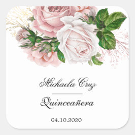 Rustikale Rose auf dem weißen Quadrat Quadratischer Aufkleber