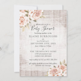 Rustikale Rose aus Holz und Shabby Chic Blumenspül Einladung